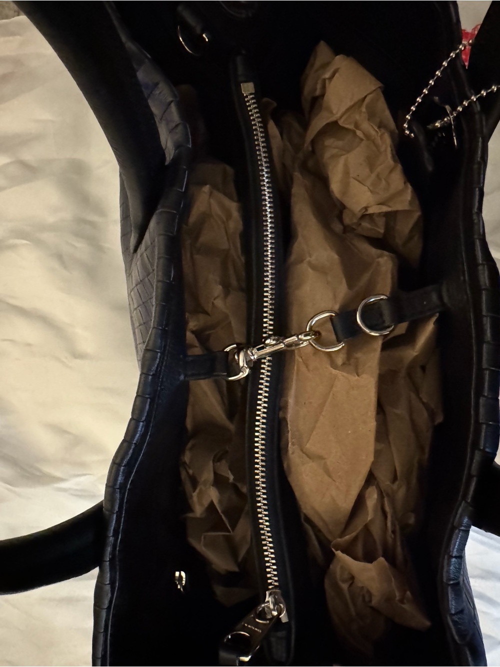 Coach Bleecker Black and Indigo Woven Leather Satchel with Shoulder Strap - Picture 3 of 7